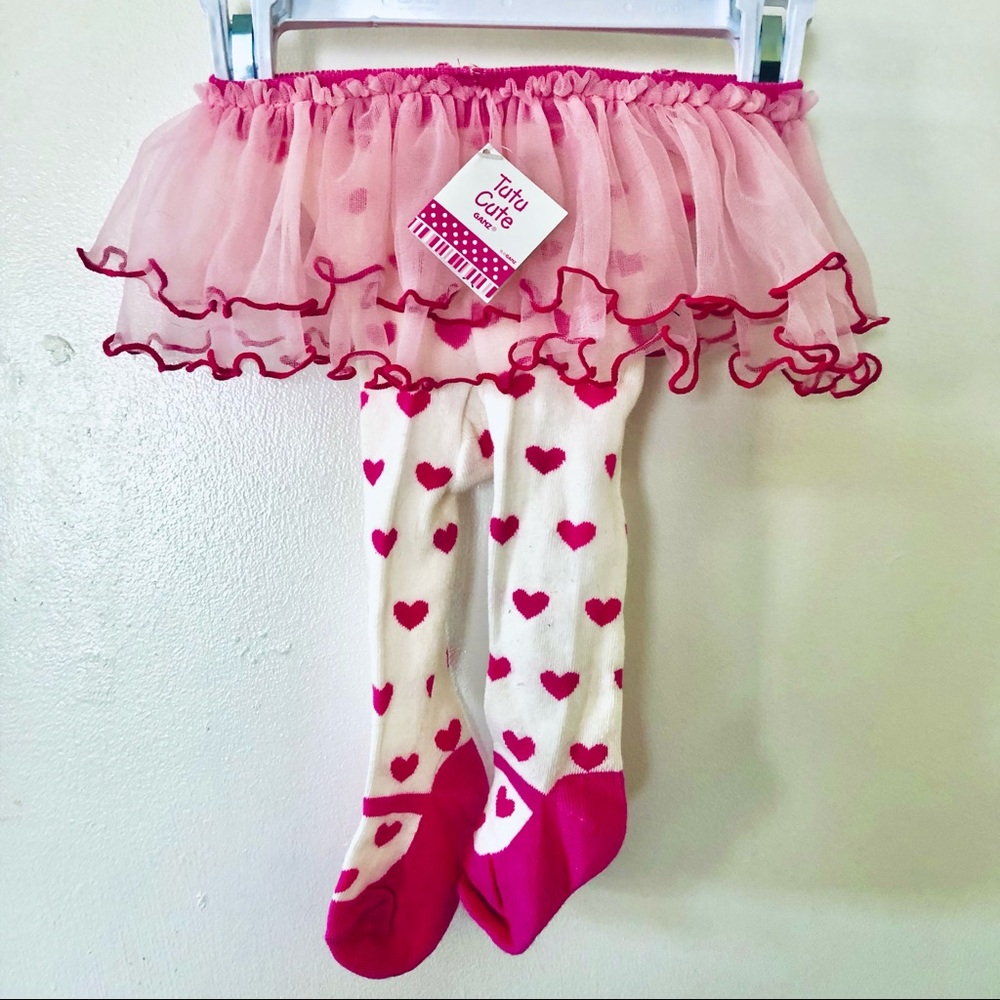 Ganz Valentine's Day Holiday Love 0-12 Mo Pink Heart Ballerina Tutu With Tights